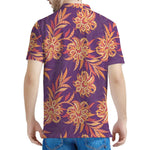 Tangerine Floral Bohemian Pattern Print Men's Polo Shirt