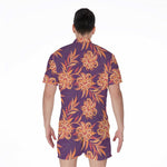 Tangerine Floral Bohemian Pattern Print Men's Rompers