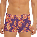 Tangerine Floral Bohemian Pattern Print Men's Short Boxer Briefs