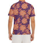 Tangerine Floral Bohemian Pattern Print Men's Short Sleeve Rash Guard