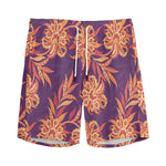 Tangerine Floral Bohemian Pattern Print Men's Sports Shorts