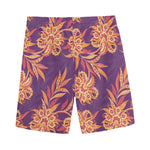 Tangerine Floral Bohemian Pattern Print Men's Sports Shorts