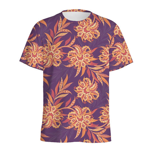 Tangerine Floral Bohemian Pattern Print Men's Sports T-Shirt