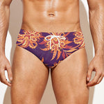 Tangerine Floral Bohemian Pattern Print Men's Swim Briefs