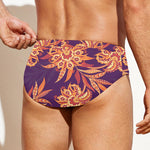 Tangerine Floral Bohemian Pattern Print Men's Swim Briefs