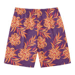 Tangerine Floral Bohemian Pattern Print Men's Swim Trunks