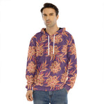 Tangerine Floral Bohemian Pattern Print Men's Velvet Pullover Hoodie