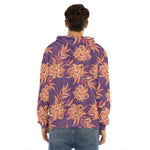 Tangerine Floral Bohemian Pattern Print Men's Velvet Pullover Hoodie