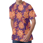 Tangerine Floral Bohemian Pattern Print Men's Velvet T-Shirt