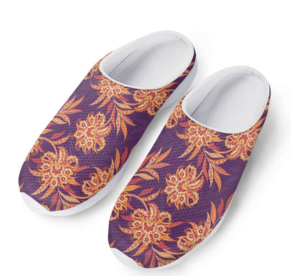 Tangerine Floral Bohemian Pattern Print Mesh Casual Shoes