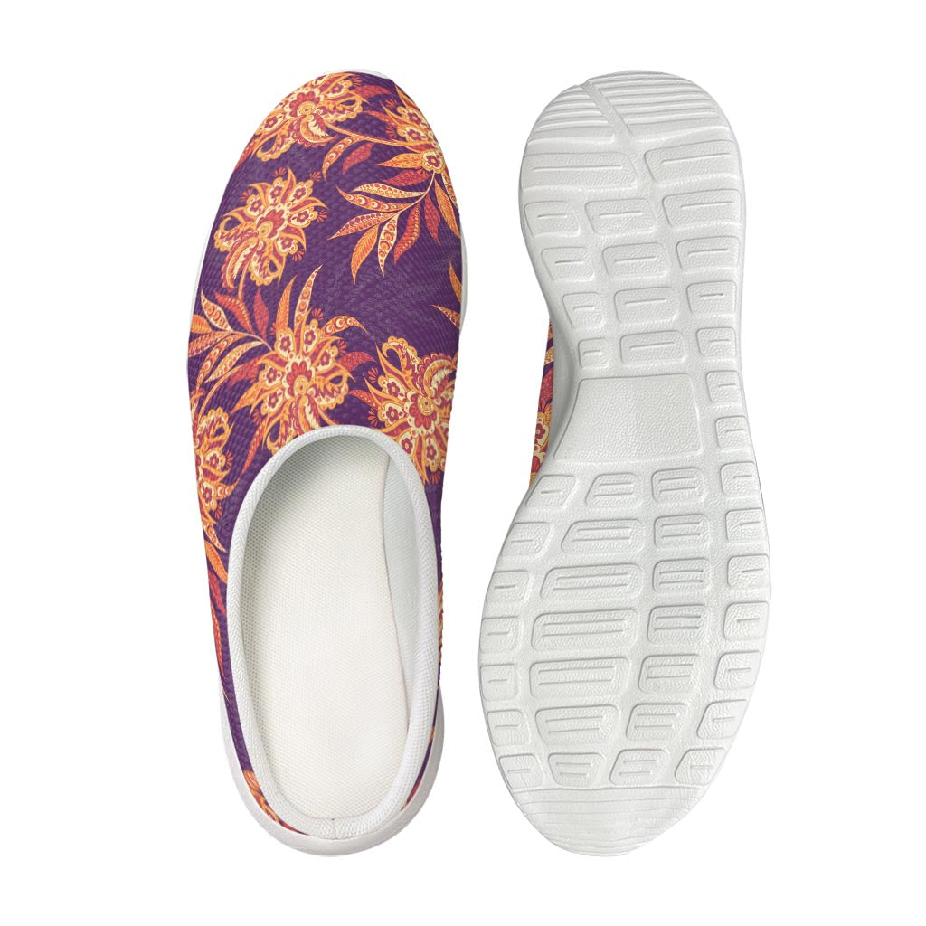 Tangerine Floral Bohemian Pattern Print Mesh Casual Shoes