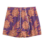 Tangerine Floral Bohemian Pattern Print Mesh Shorts