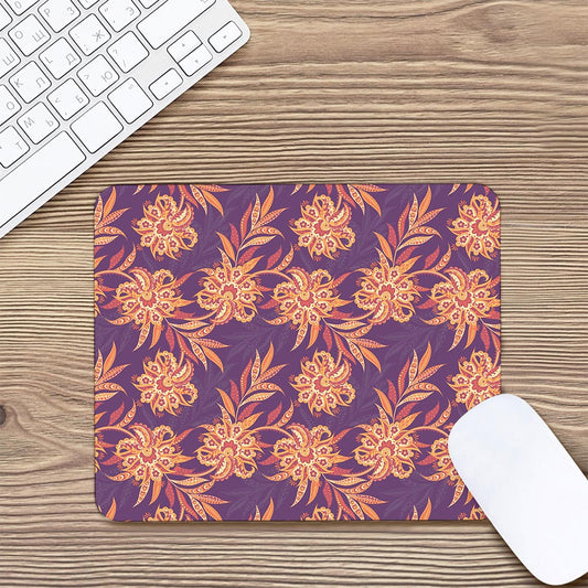 Tangerine Floral Bohemian Pattern Print Mouse Pad
