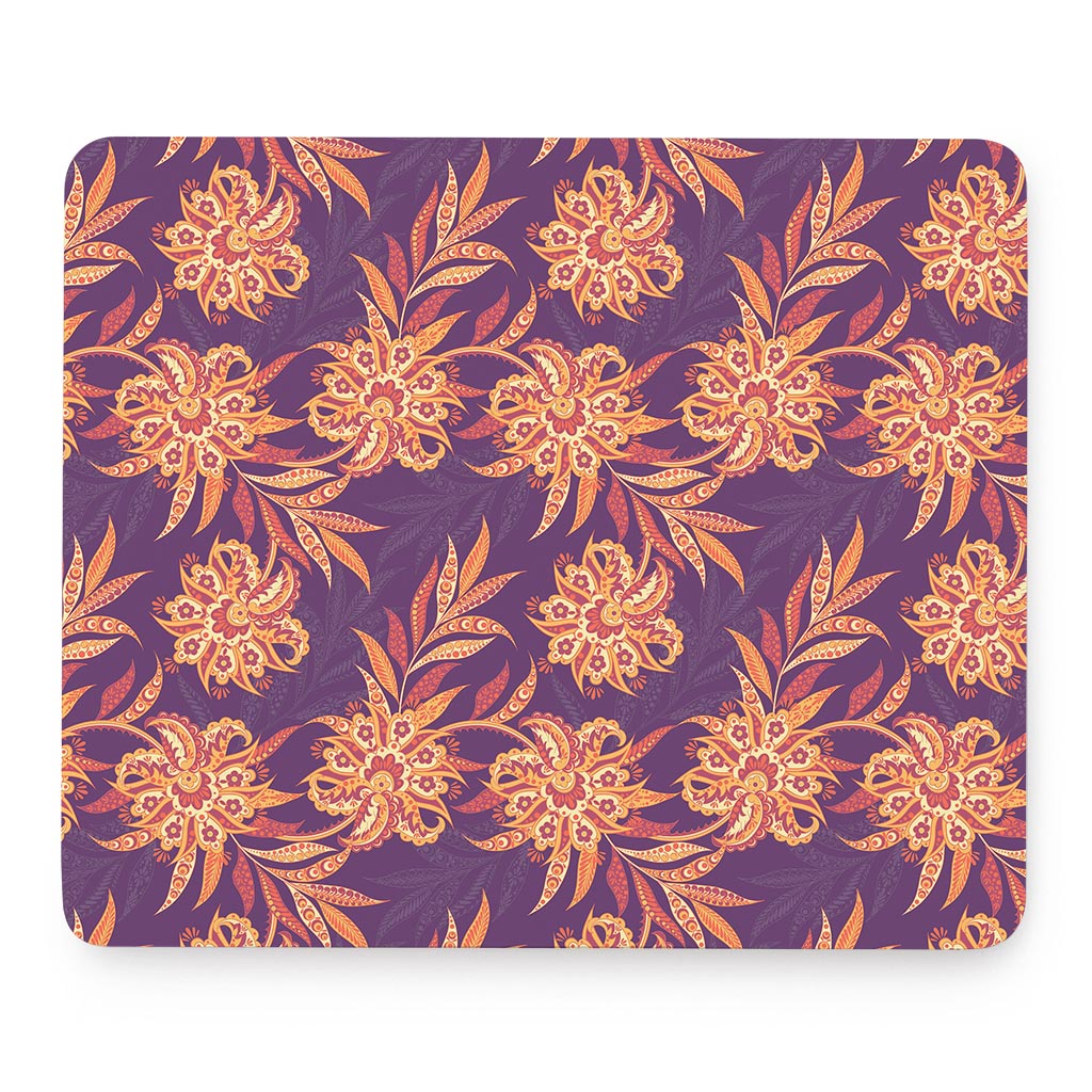 Tangerine Floral Bohemian Pattern Print Mouse Pad