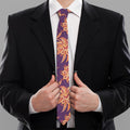 Tangerine Floral Bohemian Pattern Print Necktie