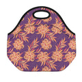 Tangerine Floral Bohemian Pattern Print Neoprene Lunch Bag