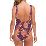 Tangerine Floral Bohemian Pattern Print One Piece Swimsuit