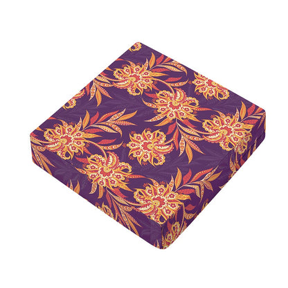 Tangerine Floral Bohemian Pattern Print Outdoor Seat Cushion Cover