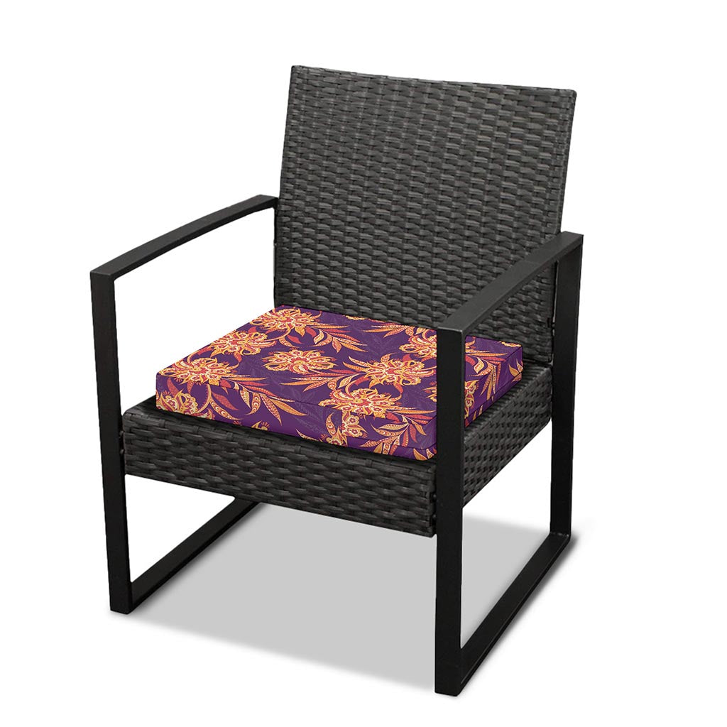 Tangerine Floral Bohemian Pattern Print Outdoor Seat Cushion Cover