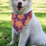 Tangerine Floral Bohemian Pattern Print Over The Collar Dog Bandana
