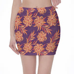 Tangerine Floral Bohemian Pattern Print Pencil Mini Skirt