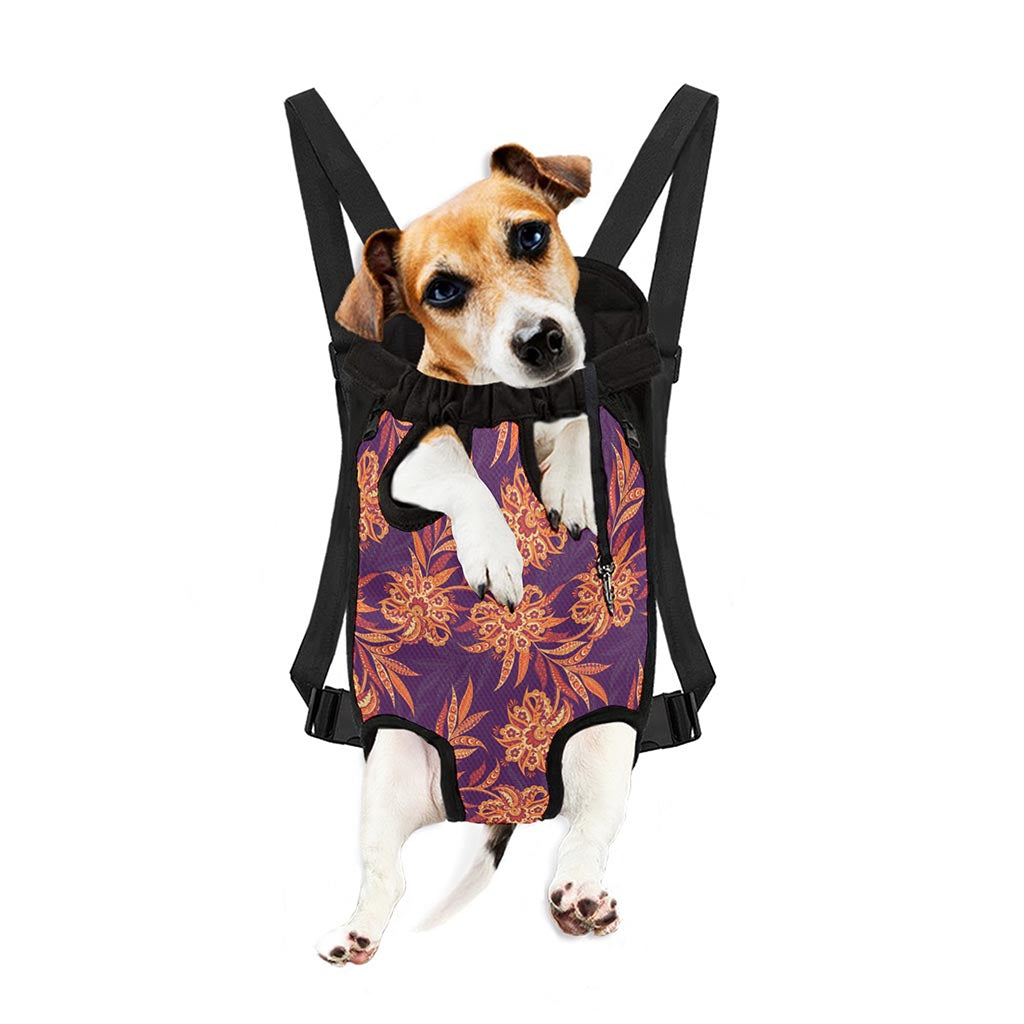Tangerine Floral Bohemian Pattern Print Pet Carrier Backpack