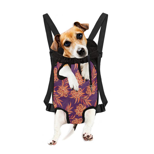 Tangerine Floral Bohemian Pattern Print Pet Carrier Backpack