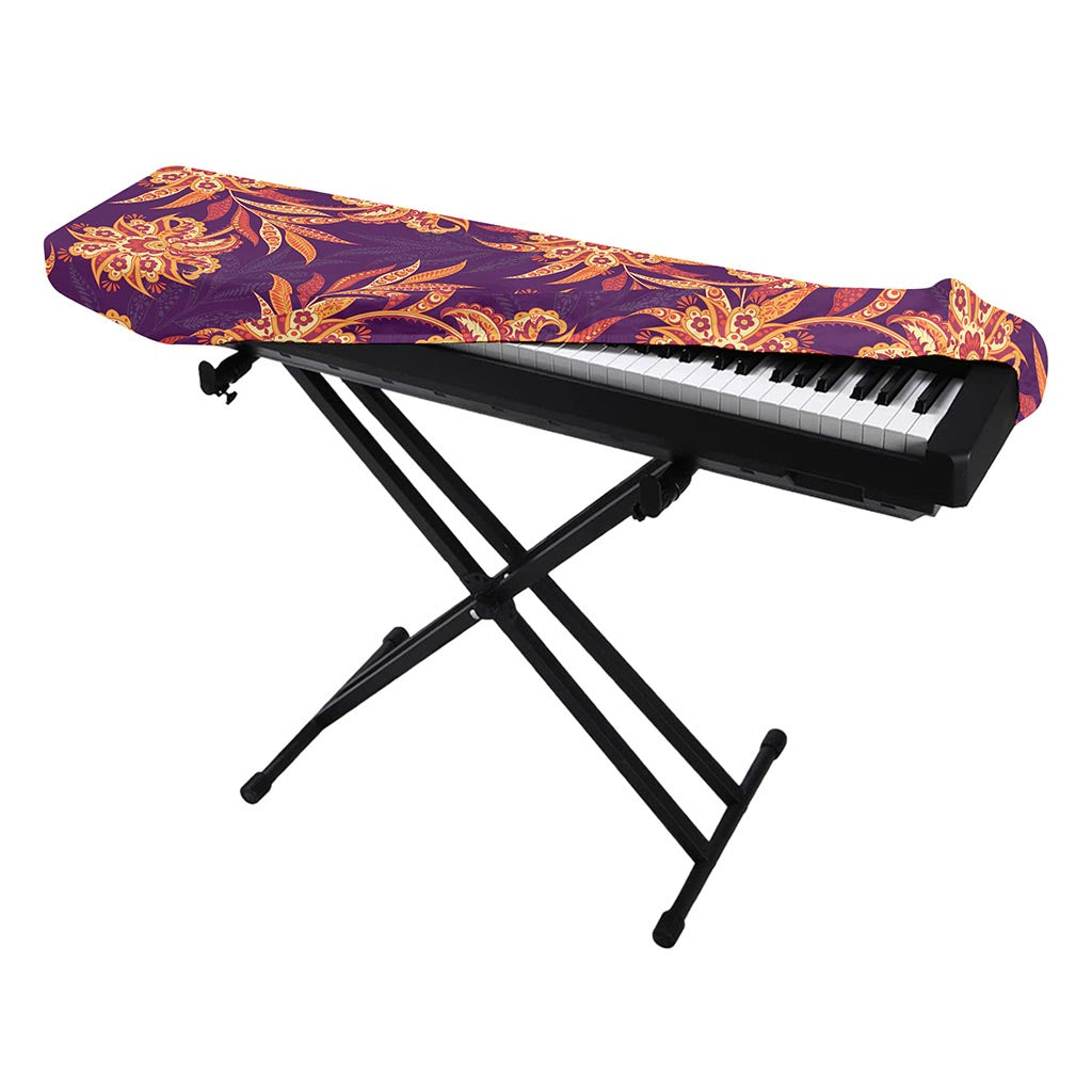 Tangerine Floral Bohemian Pattern Print Piano Keyboard Cover