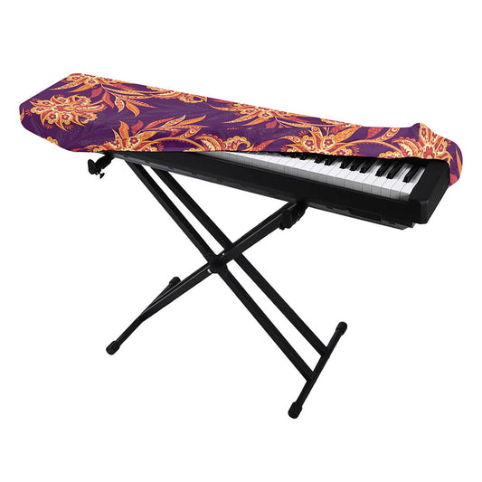 Tangerine Floral Bohemian Pattern Print Piano Keyboard Cover