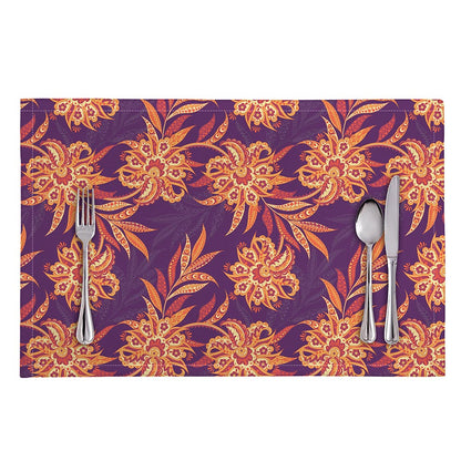 Tangerine Floral Bohemian Pattern Print Placemat