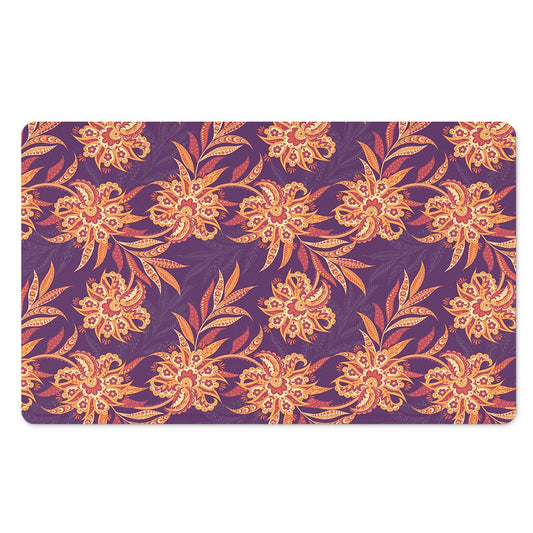 Tangerine Floral Bohemian Pattern Print Polyester Doormat