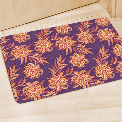 Tangerine Floral Bohemian Pattern Print Polyester Doormat