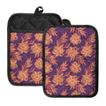 Tangerine Floral Bohemian Pattern Print Pot Holders With Pocket