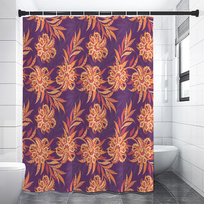 Tangerine Floral Bohemian Pattern Print Premium Shower Curtain