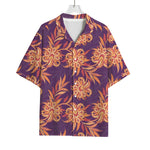 Tangerine Floral Bohemian Pattern Print Rayon Hawaiian Shirt