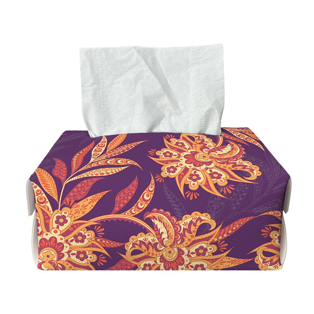 Tangerine Floral Bohemian Pattern Print Rectangle Tissue Box Cover
