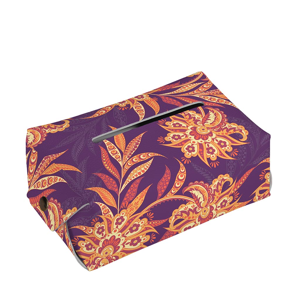 Tangerine Floral Bohemian Pattern Print Rectangle Tissue Box Cover