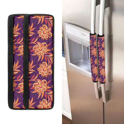 Tangerine Floral Bohemian Pattern Print Refrigerator Handle Covers