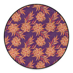 Tangerine Floral Bohemian Pattern Print Round Floor Mat
