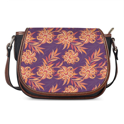 Tangerine Floral Bohemian Pattern Print Saddle Bag