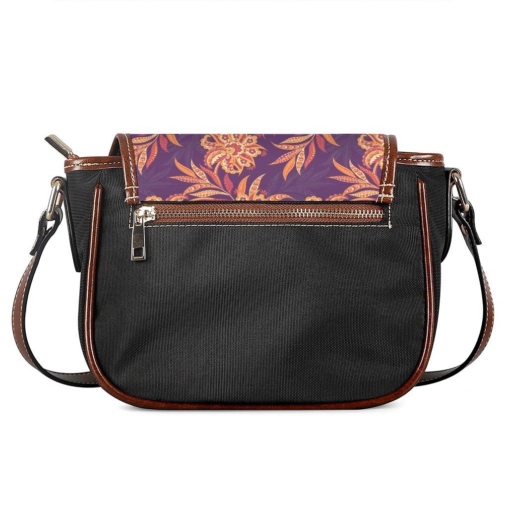 Tangerine Floral Bohemian Pattern Print Saddle Bag