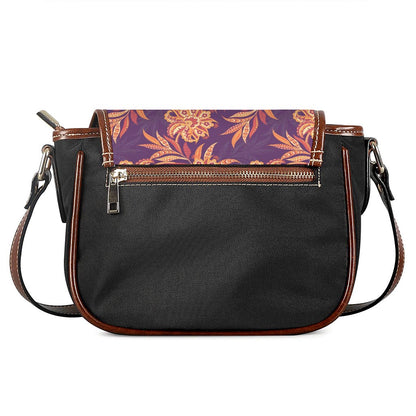 Tangerine Floral Bohemian Pattern Print Saddle Bag