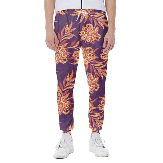 Tangerine Floral Bohemian Pattern Print Scuba Joggers