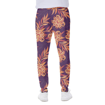 Tangerine Floral Bohemian Pattern Print Scuba Joggers