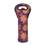 Tangerine Floral Bohemian Pattern Print Single Neoprene Wine Tote