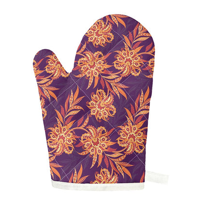 Tangerine Floral Bohemian Pattern Print Single Oven Mitt