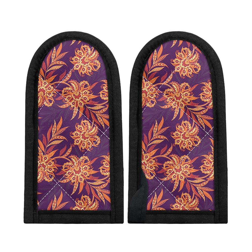 Tangerine Floral Bohemian Pattern Print Skillet Handle Cover