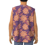 Tangerine Floral Bohemian Pattern Print Sleeveless Baseball Jersey