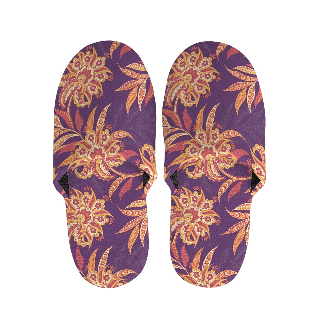 Tangerine Floral Bohemian Pattern Print Slippers