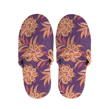 Tangerine Floral Bohemian Pattern Print Slippers